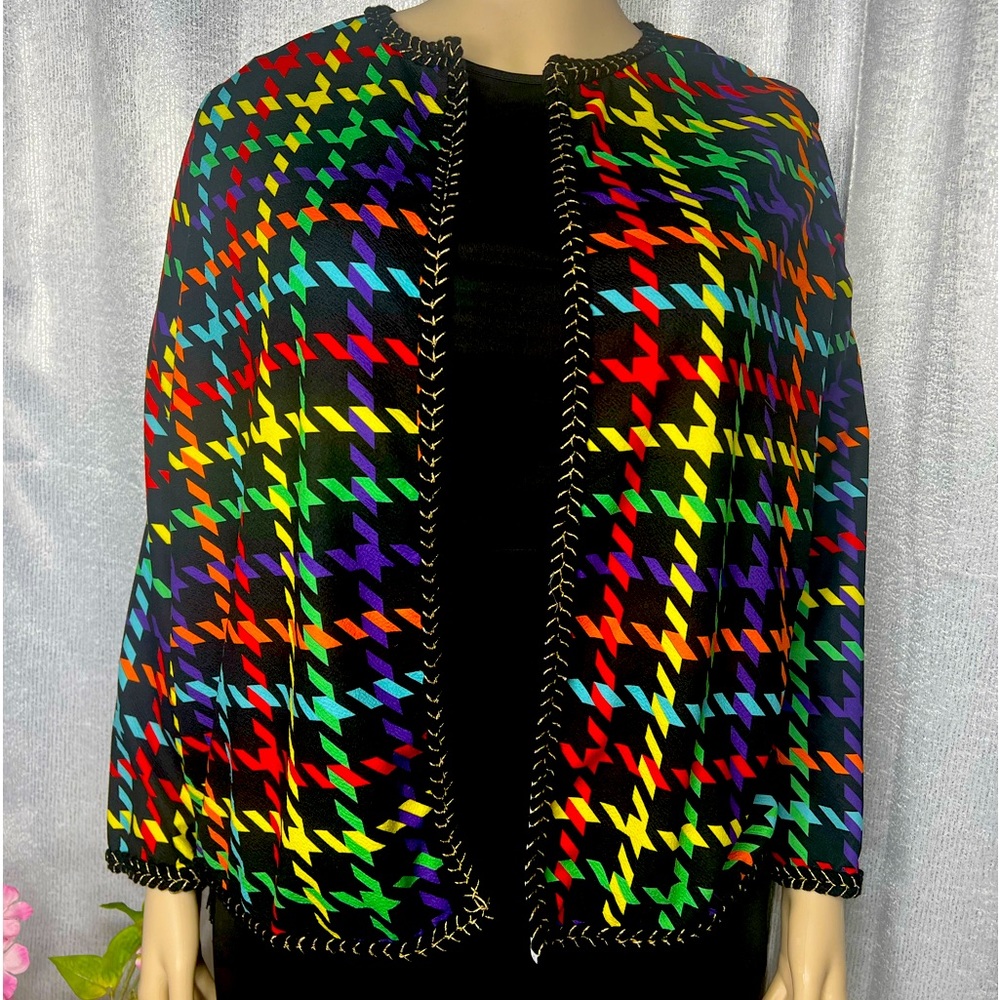 Shein rainbow houndstooth jacket preloved